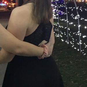 Black Skater Dress with open lace back